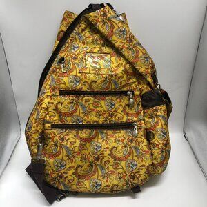 Life is Tennis Jetpac Large Sling Backpack Tennis Bag Gold Paisley